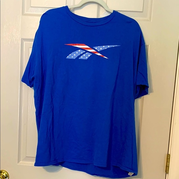 Reebok Men's Blue T-Shirt with Red, White, and Blue Flag Graphic 2xl - Picture 1 of 4